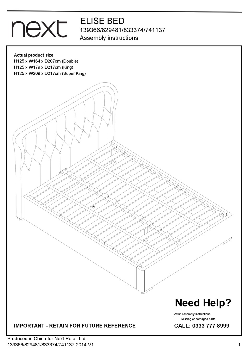 Next Elise Bed Assembly Instructions Manual Pdf Download Manualslib