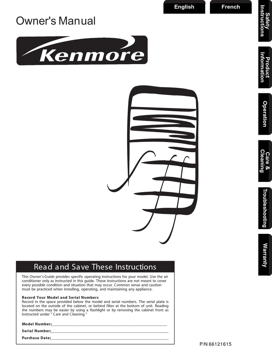 KENMORE 66121615 OWNER'S MANUAL Pdf Download | ManualsLib