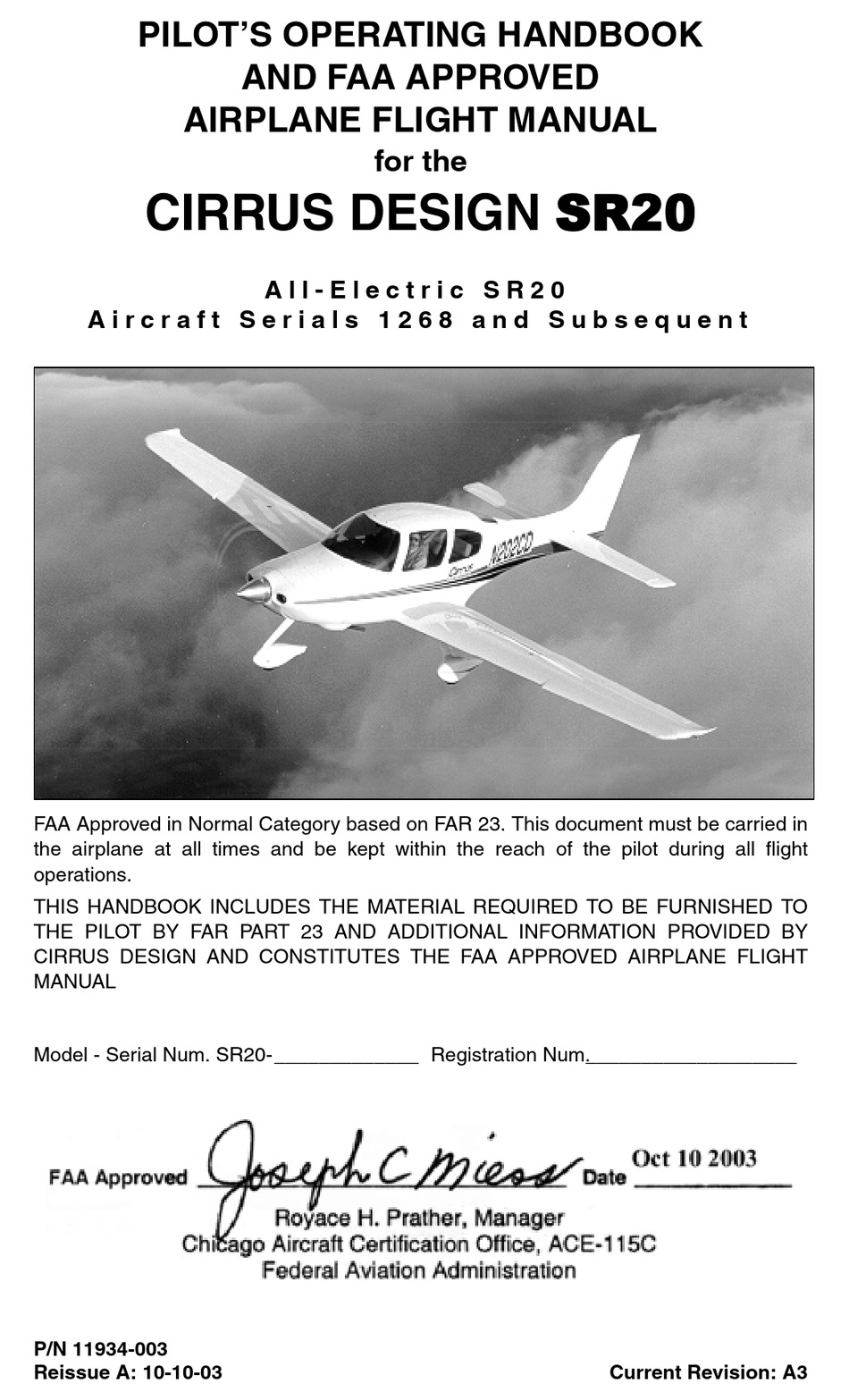 CIRRUS DESIGN SR20 PILOT OPERATING HANDBOOK Pdf Download | ManualsLib