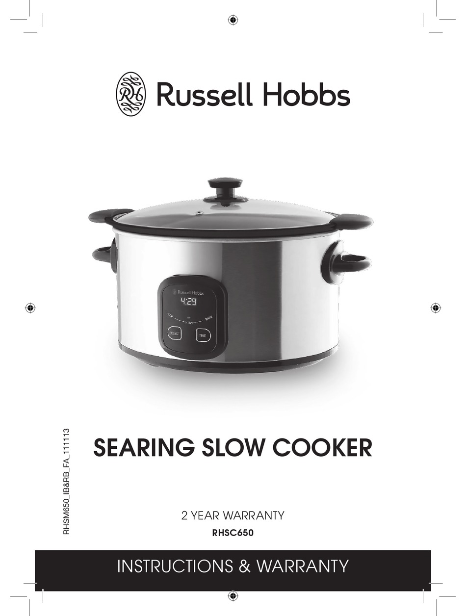 RUSSELL HOBBS RHSC650 INSTRUCTIONS & WARRANTY Pdf Download ManualsLib