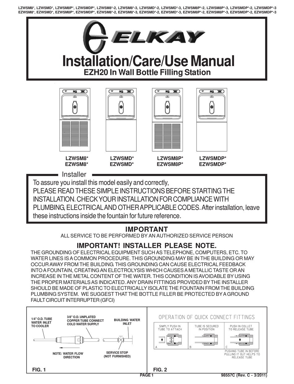 ELKAY EZH20 LZWSMD* INSTALLATION, CARE & USE MANUAL Pdf Download ManualsLib