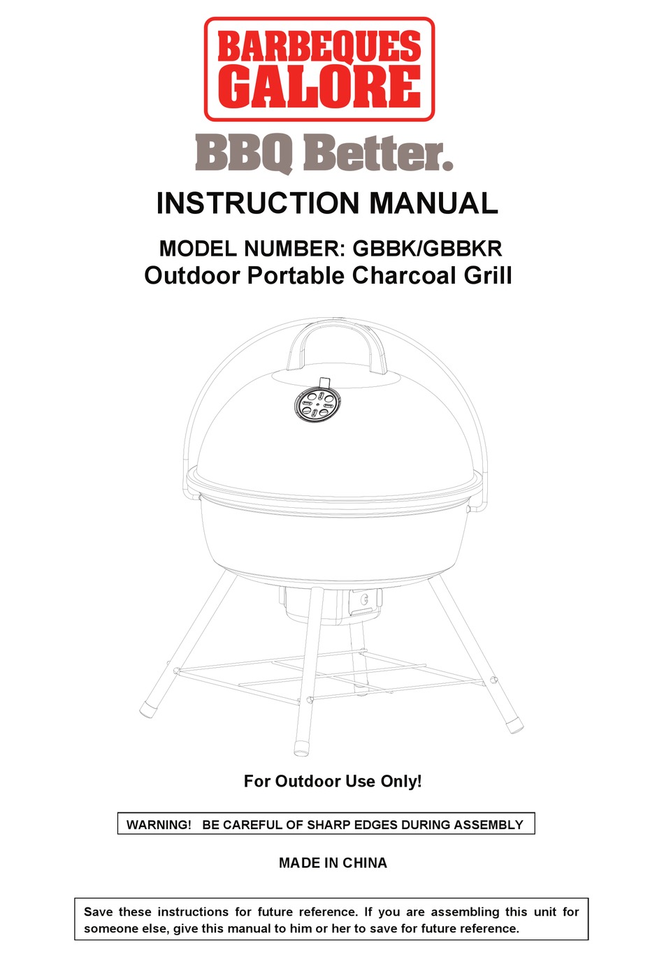 BARBEQUES GALORE GBBK/GBBKR INSTRUCTION MANUAL Pdf Download | ManualsLib