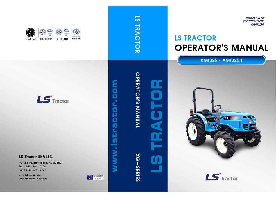 LS TRACTOR XG3025 OPERATOR