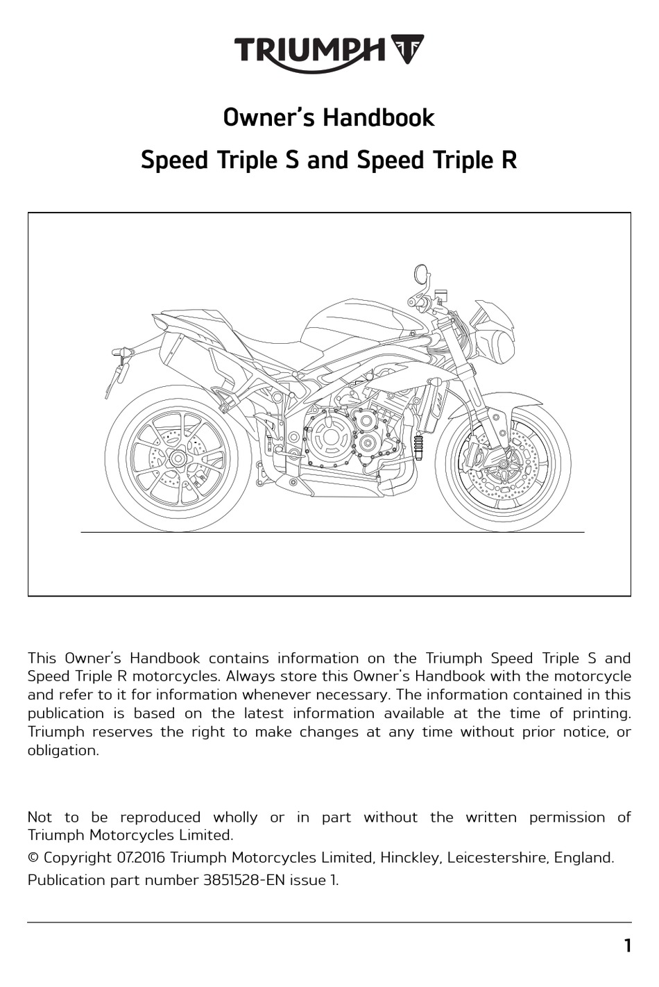 2015 2016 Triumph Speed Triple & Speed Triple R service manual on CD 