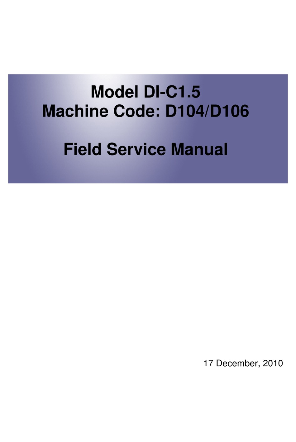 Ricoh D104 Field Service Manual Pdf Download Manualslib
