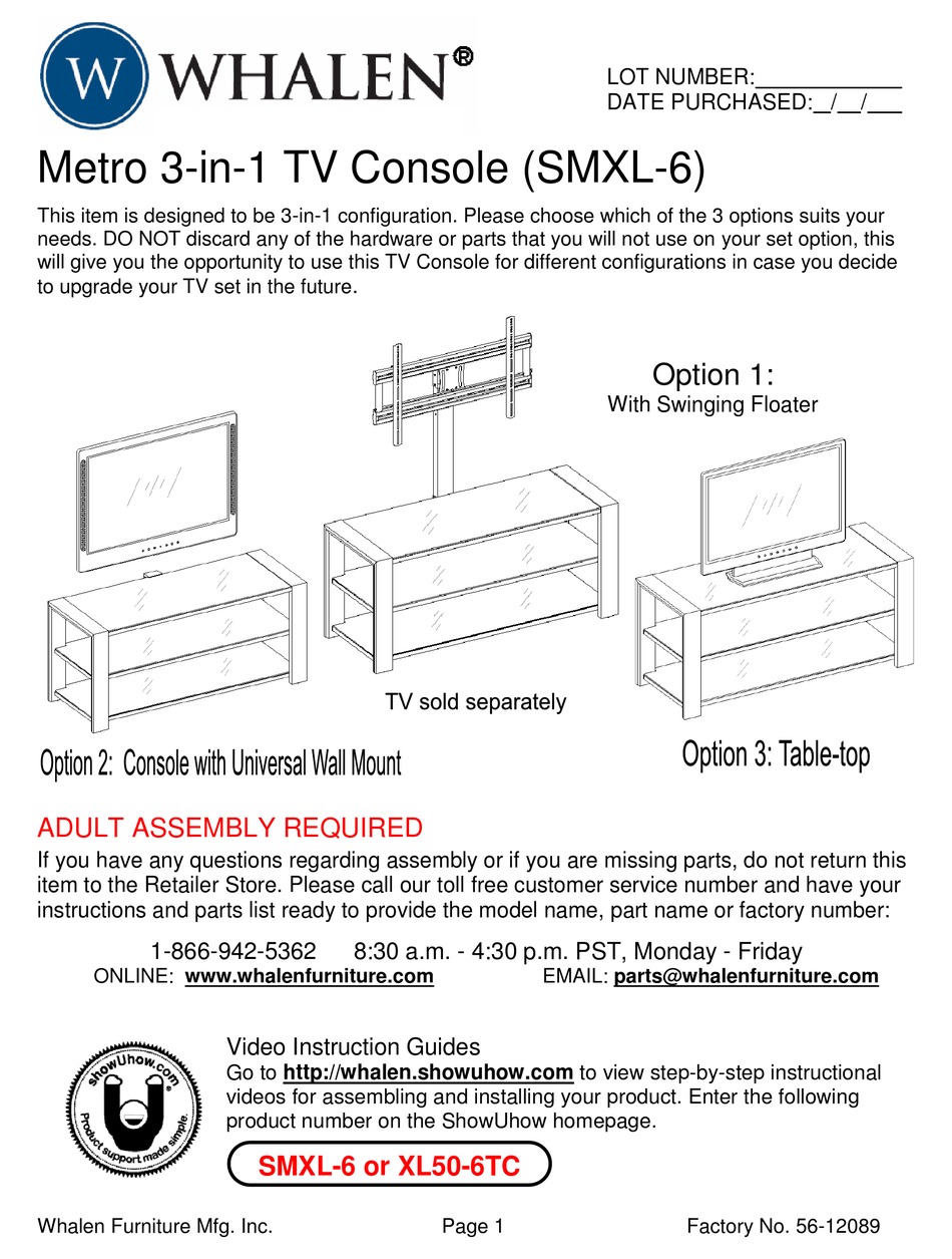 WHALEN SMXL6 ASSEMBLY MANUAL Pdf Download ManualsLib