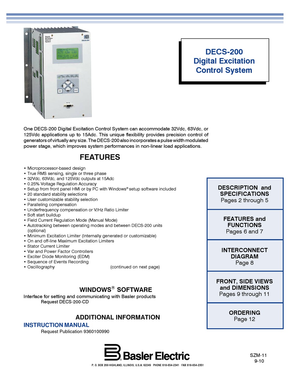 BASLER DECS200 INSTRUCTION MANUAL Pdf Download ManualsLib