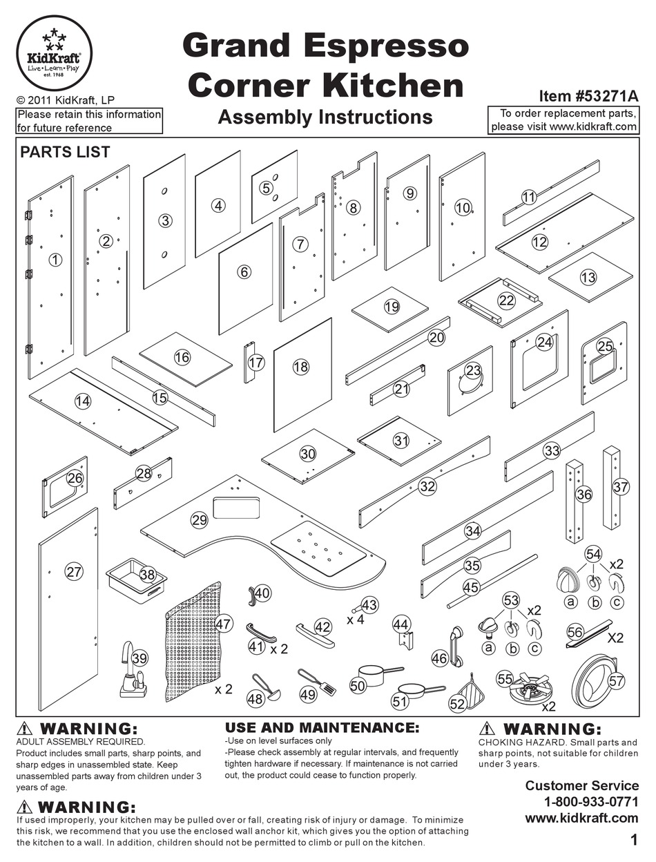 KIDKRAFT GRAND ESPRESSO ASSEMBLY INSTRUCTIONS MANUAL Pdf Download