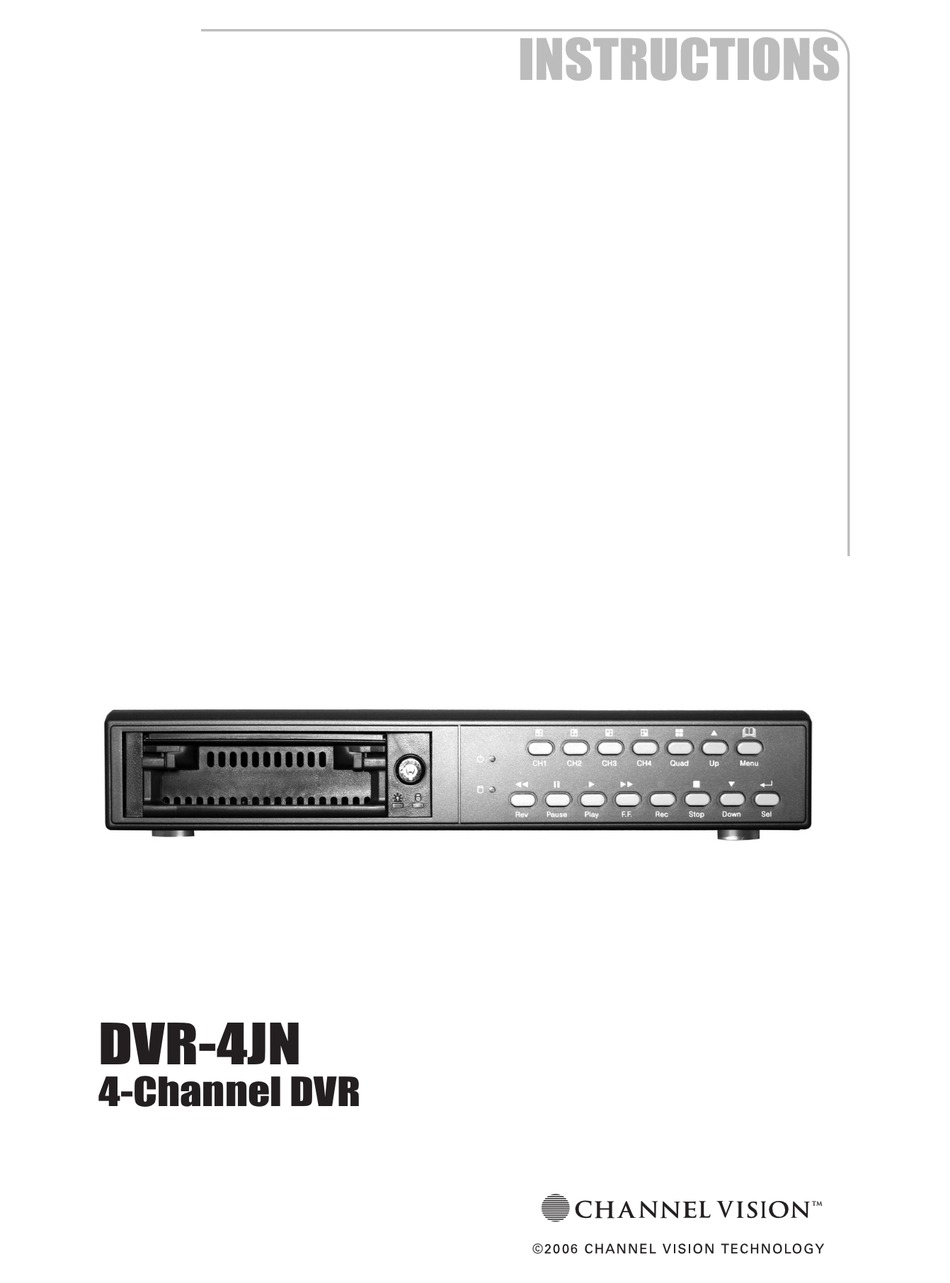 CHANNEL VISION DVR4JN INSTRUCTIONS MANUAL Pdf Download ManualsLib
