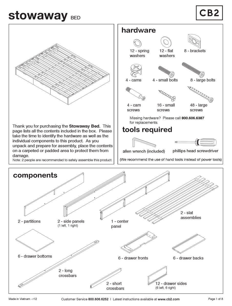 CB2 STOWAWAY BED ASSEMBLY INSTRUCTIONS MANUAL Pdf Download ManualsLib