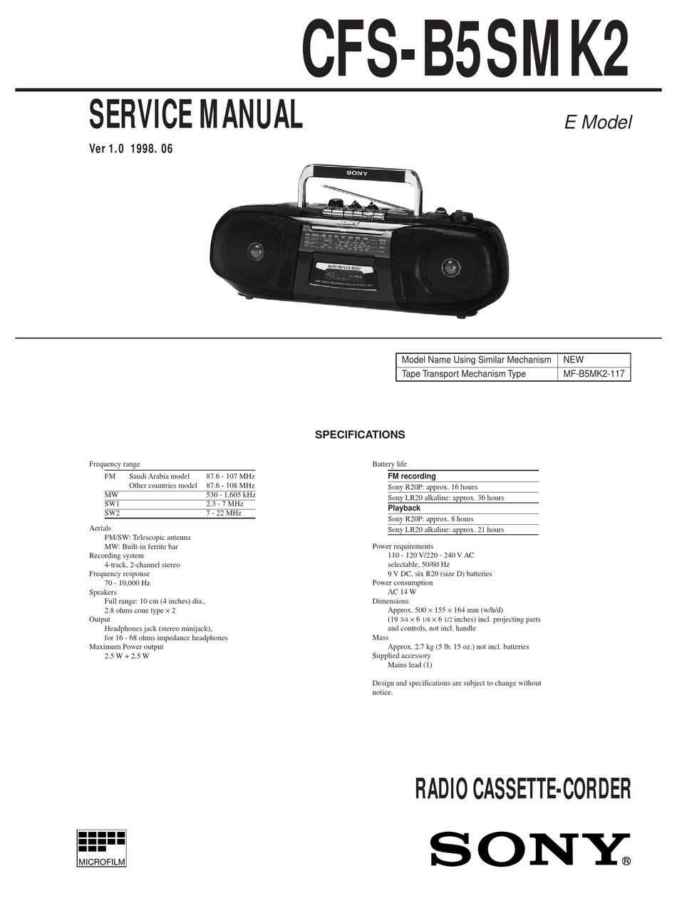 Sony cfs b21l электрическая схема