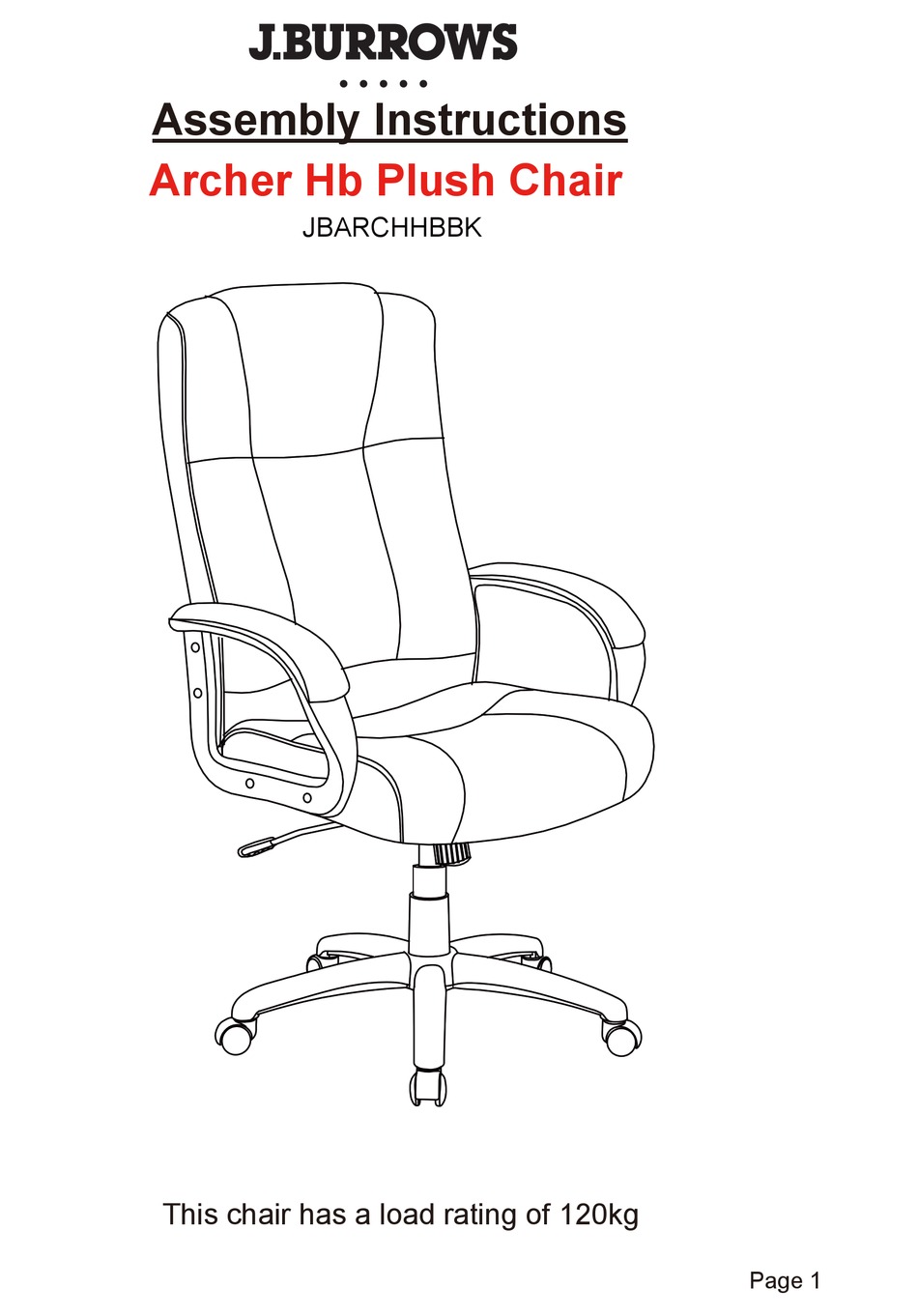 J.BURROWS JBARCHHBBK ASSEMBLY INSTRUCTIONS MANUAL Pdf Download ManualsLib