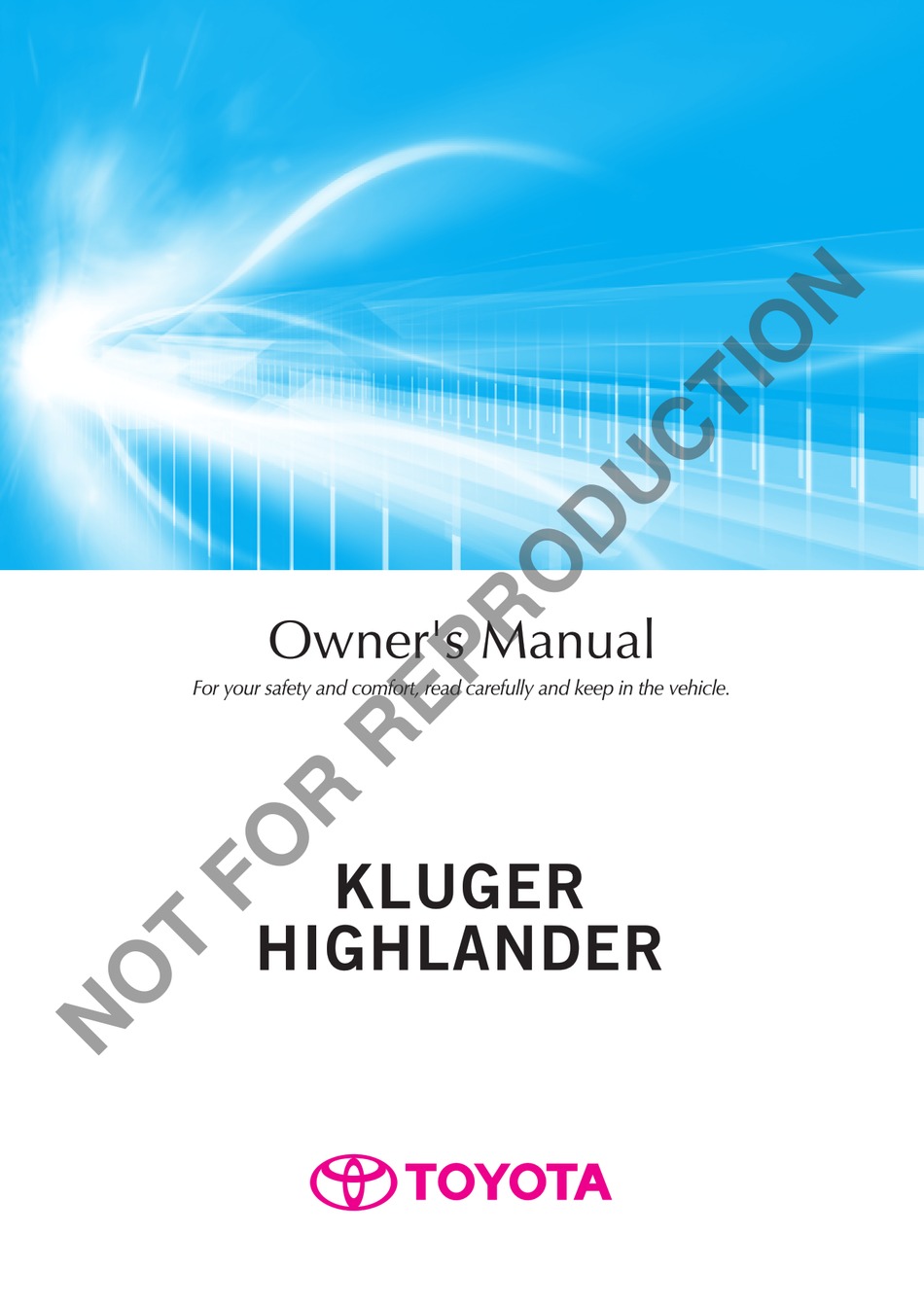TOYOTA KLUGER OWNER'S MANUAL Pdf Download | ManualsLib