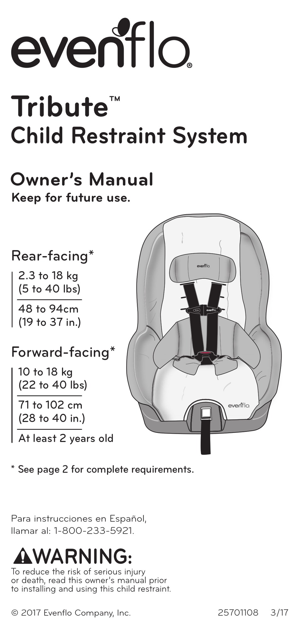 evenflo tribute convertible car seat manual