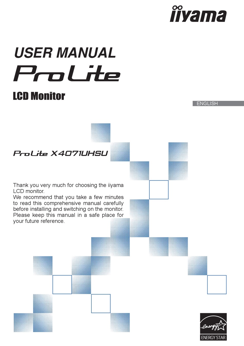 IIYAMA PROLITE X4071UHSU USER MANUAL 
