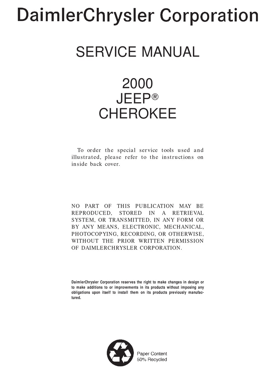 JEEP CHEROKEE 2000 SERVICE MANUAL Pdf Download | ManualsLib