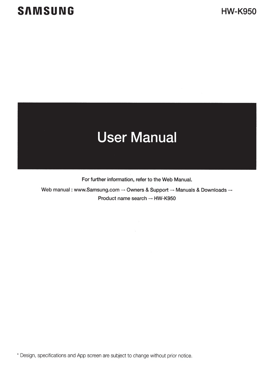 SAMSUNG HW-K950 USER MANUAL Pdf Download | ManualsLib