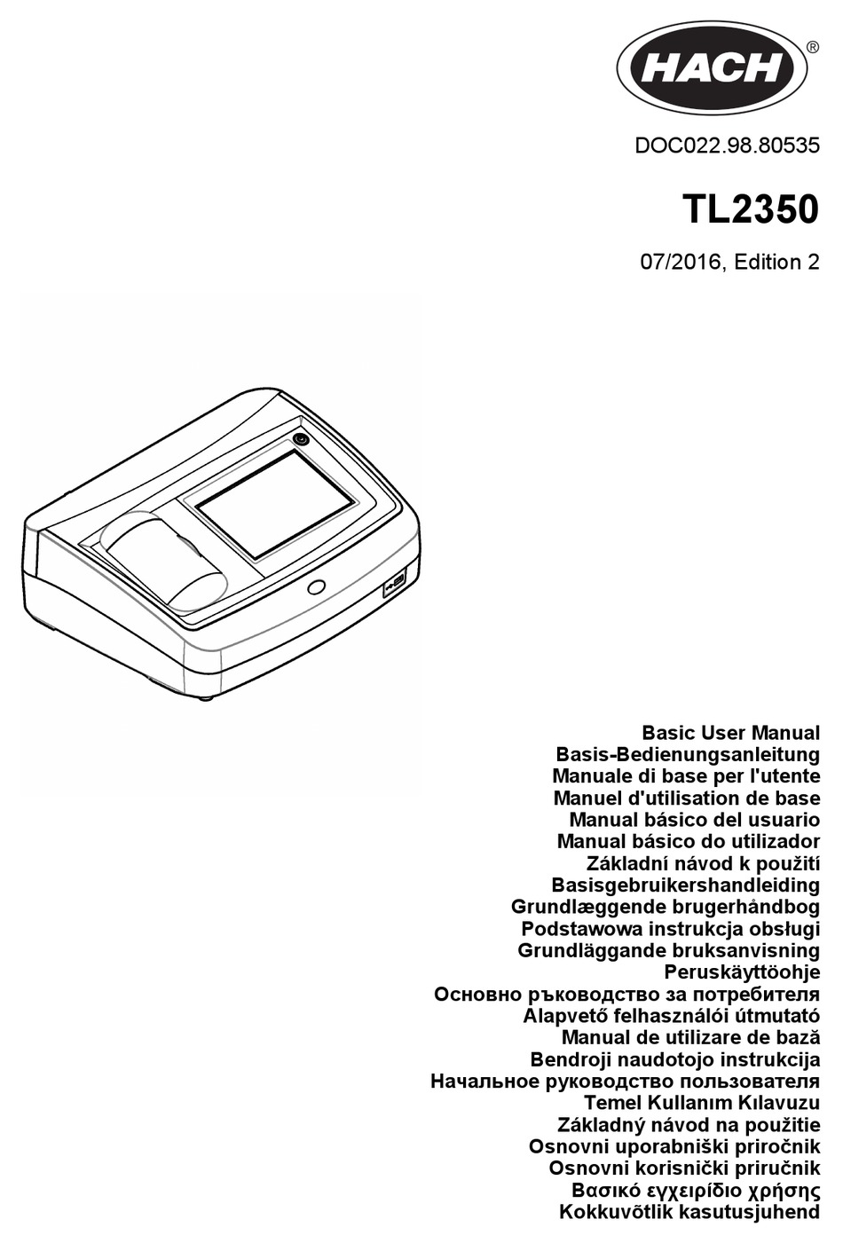HACH TL2350 BASIC USER MANUAL Pdf Download ManualsLib