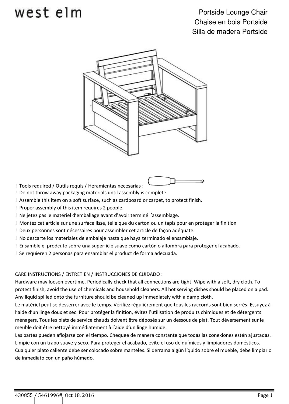 WEST ELM 430855 ASSEMBLY INSTRUCTIONS Pdf Download ManualsLib