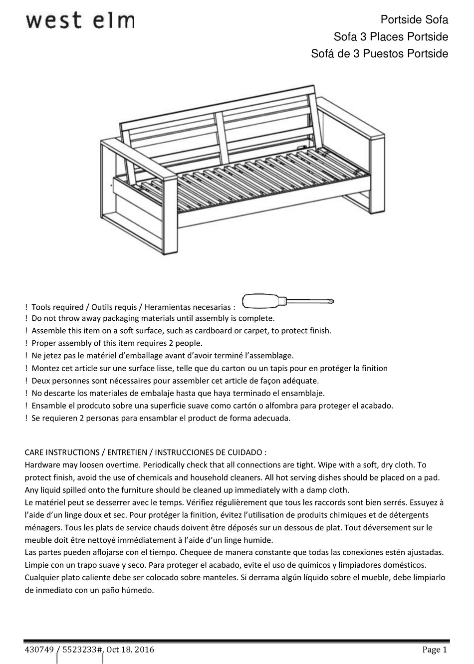 WEST ELM 430749 ASSEMBLY INSTRUCTIONS Pdf Download ManualsLib