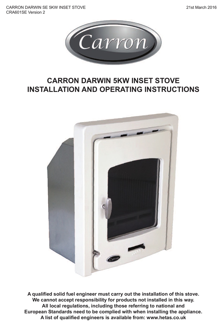 CARRON DANTE 5KW INSTALLATION AND OPERATING INSTRUCTIONS MANUAL Pdf  Download | ManualsLib