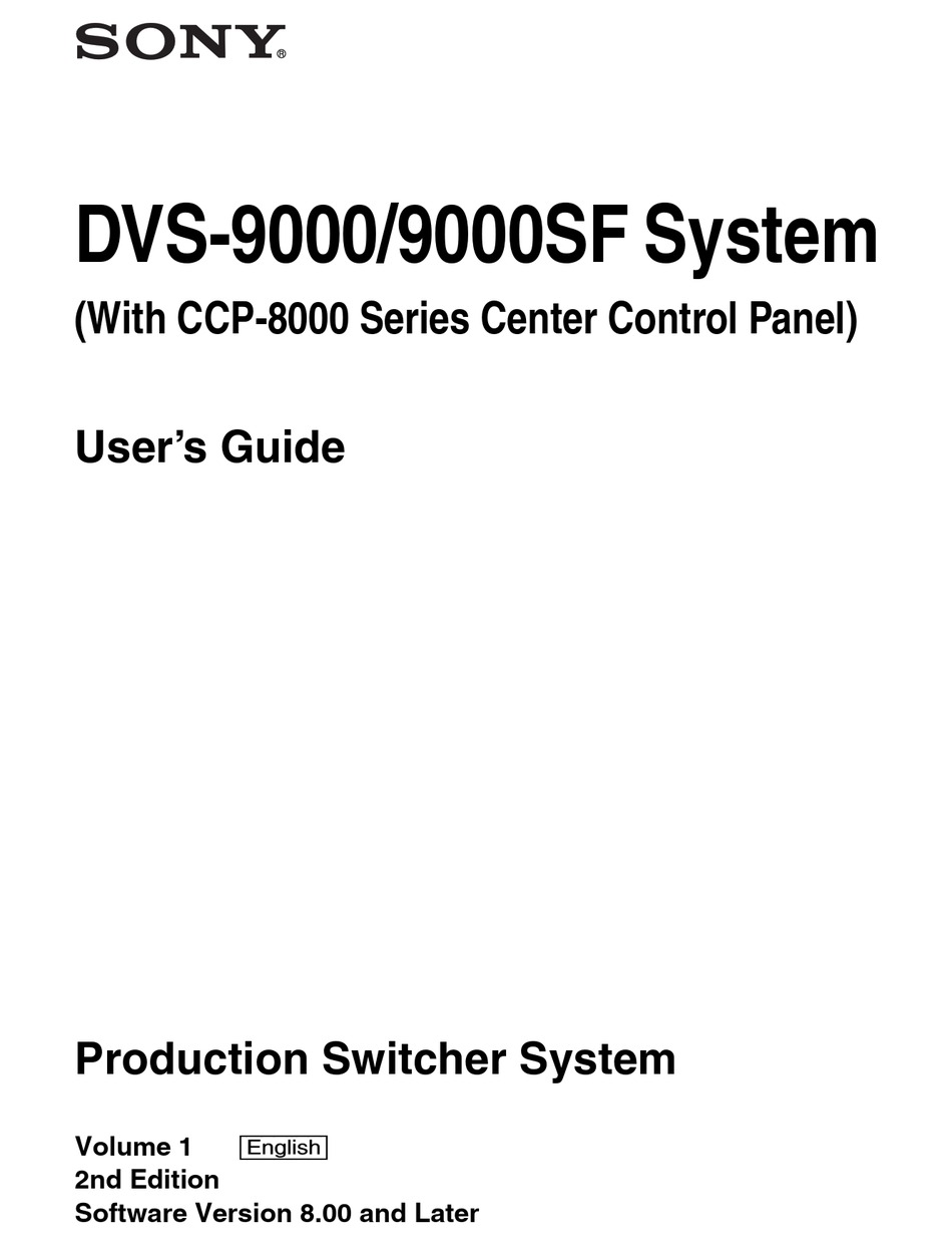 SONY DVS9000 USER MANUAL Pdf Download ManualsLib
