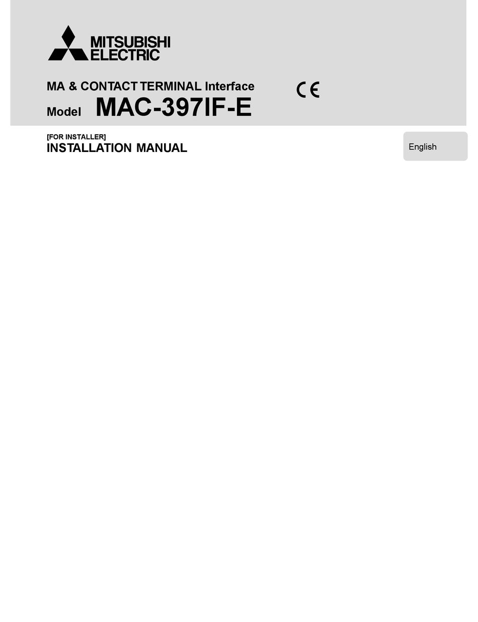 MITSUBISHI MAC-397IF-E INSTALLATION MANUAL Pdf Download | ManualsLib