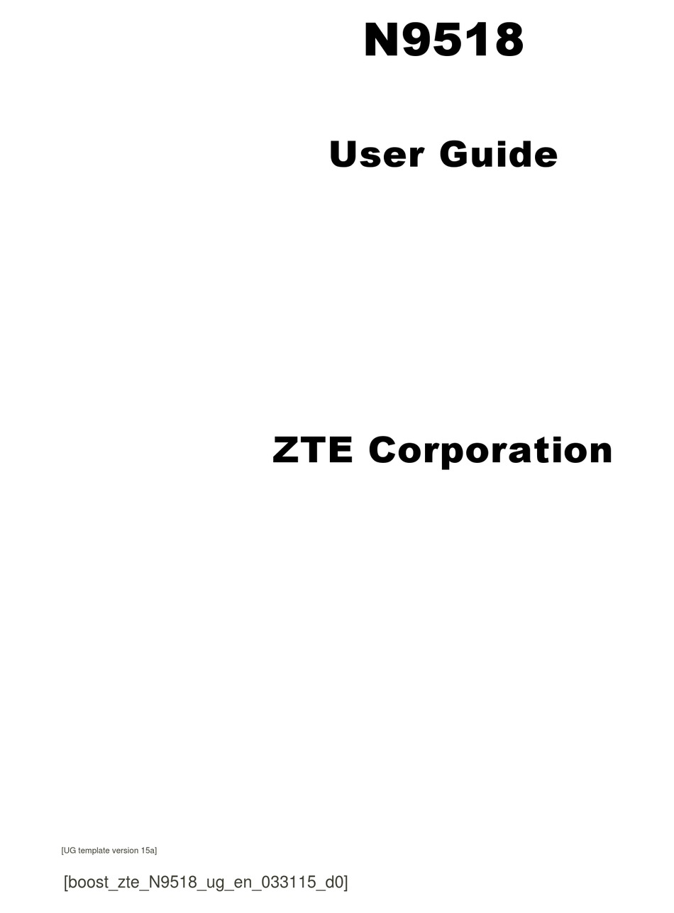 Zte Warp Elite N9518 User Manual Pdf Download Manualslib