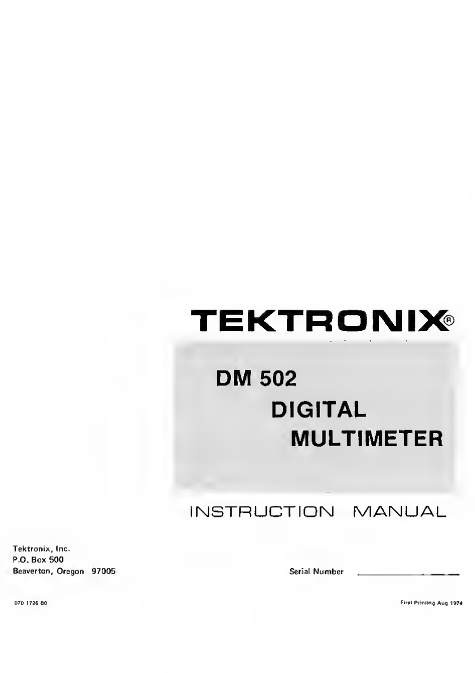 TEKTRONIX DM 502 INSTRUCTION MANUAL Pdf Download | ManualsLib