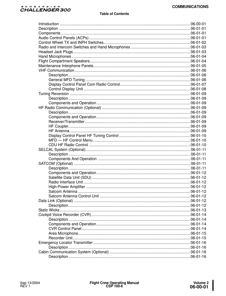 BOMBARDIER CHALLENGER 300 FLIGHT CREW OPERATING MANUAL Pdf Download ...