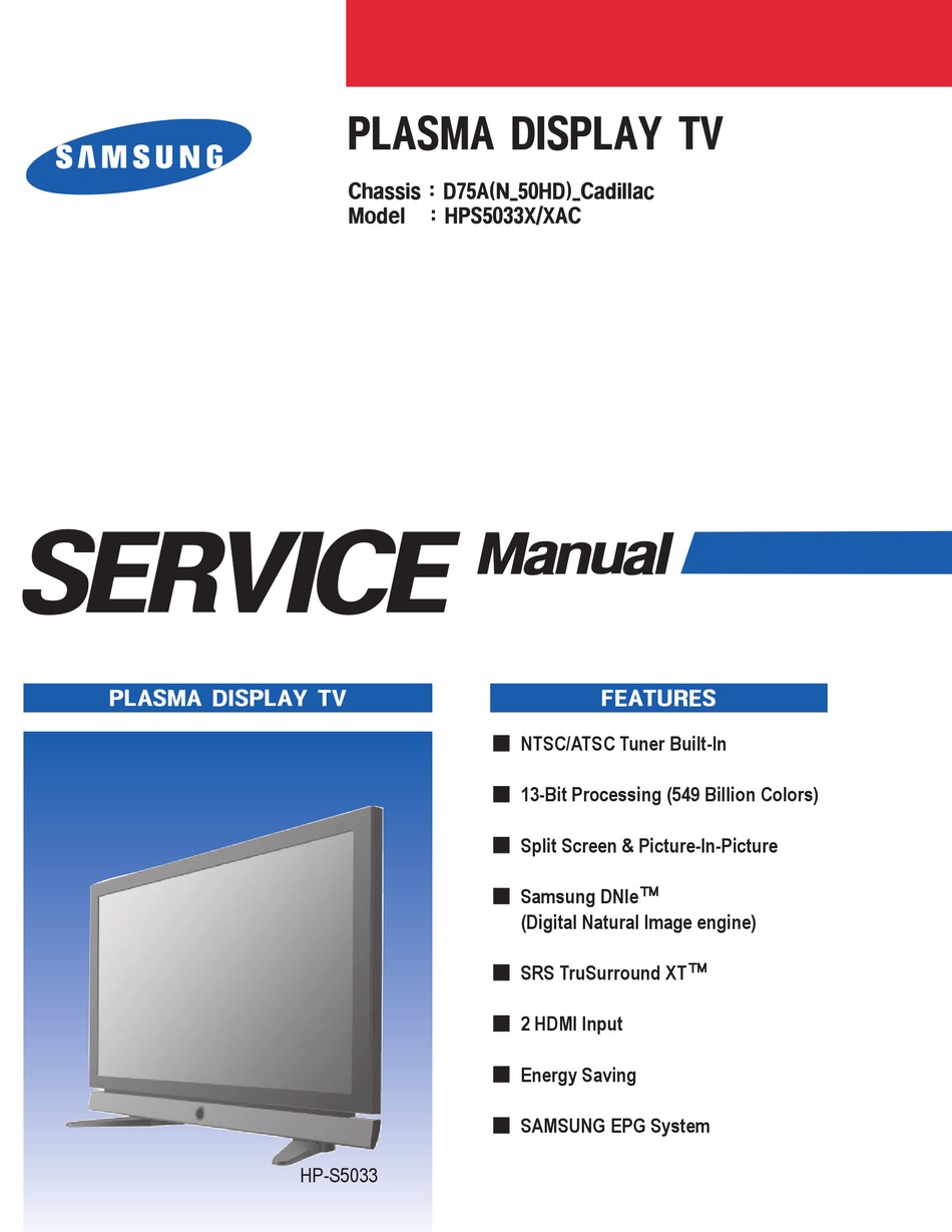 Samsung Hps5033x Xac Service Manual Pdf Download Manualslib