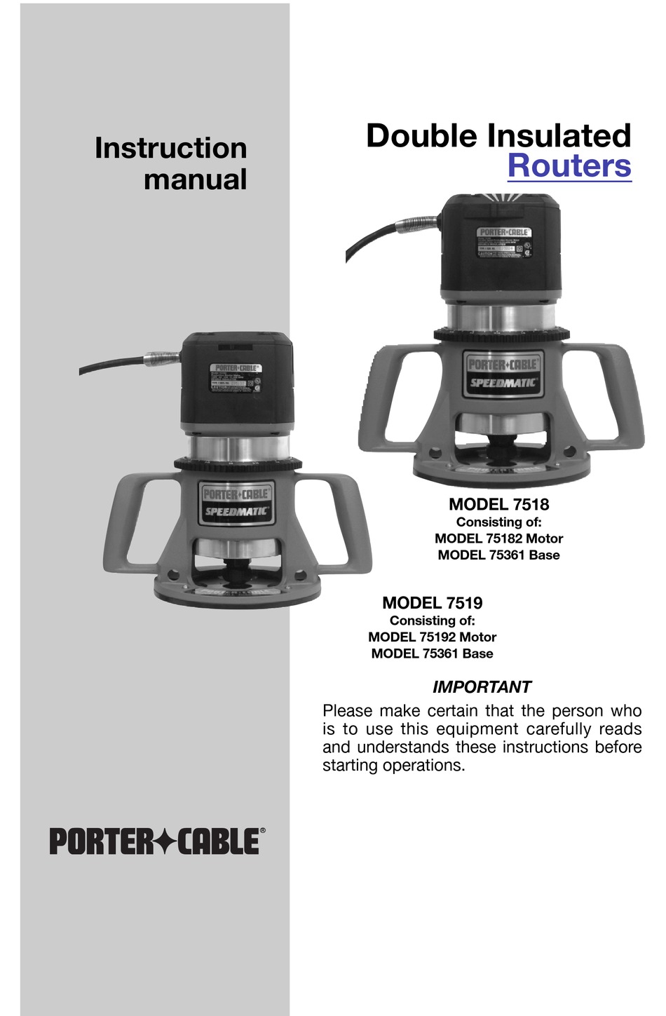 PORTERCABLE 7518 INSTRUCTION MANUAL Pdf Download ManualsLib
