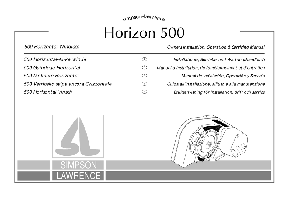 SIMPSON LAWRENCE HORIZON 500 OWNERS INSTALLATION, OPERATION & SERVICING