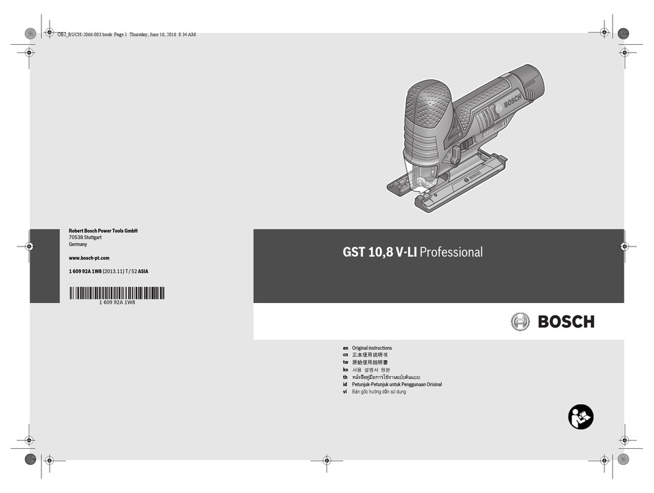 Bosch Gst 10 8 V Li Professional Original Instructions Manual Pdf Download Manualslib