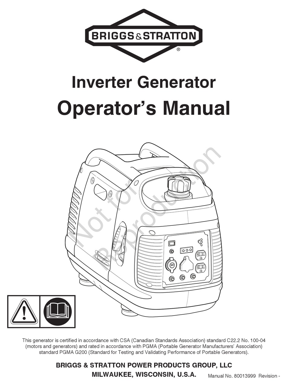 BRIGGS & STRATTON P2200 OPERATOR'S MANUAL Pdf Download ManualsLib