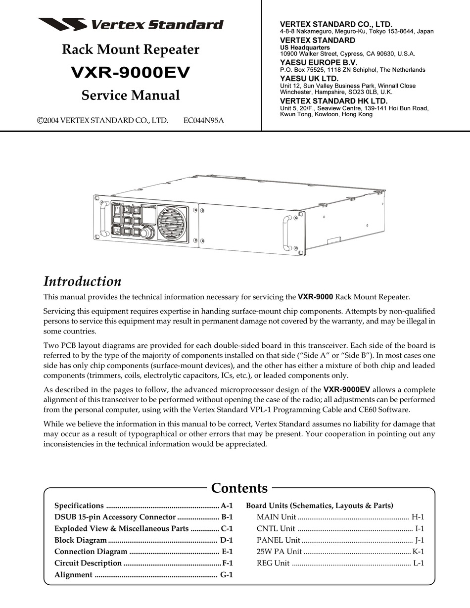 Vertex Standard Vxr 9000ev Service