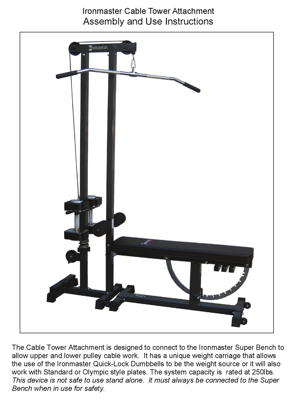 IRONMASTER CABLE TOWER ATTACHMENT ASSEMBLY AND USE INSTRUCTIONS Pdf