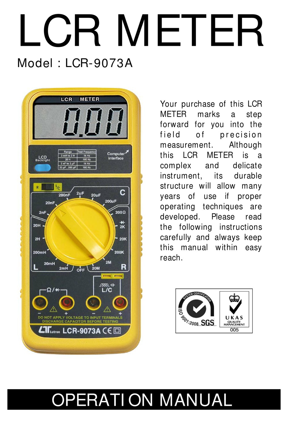 SUNWE LCR-9073A OPERATION MANUAL Pdf Download | ManualsLib
