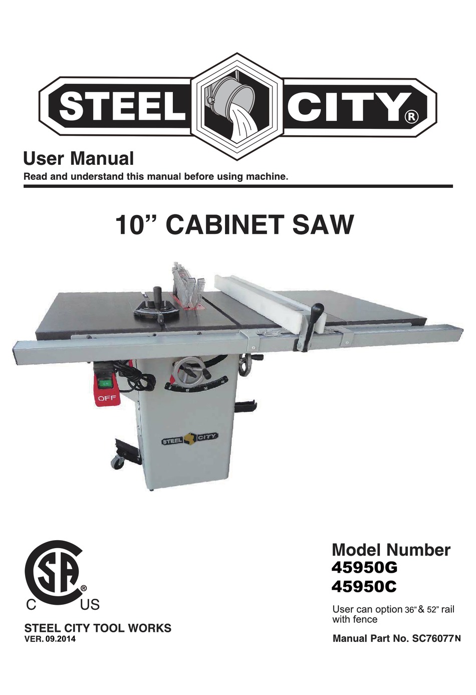 Steel City 45950g User Manual Pdf Download Manualslib