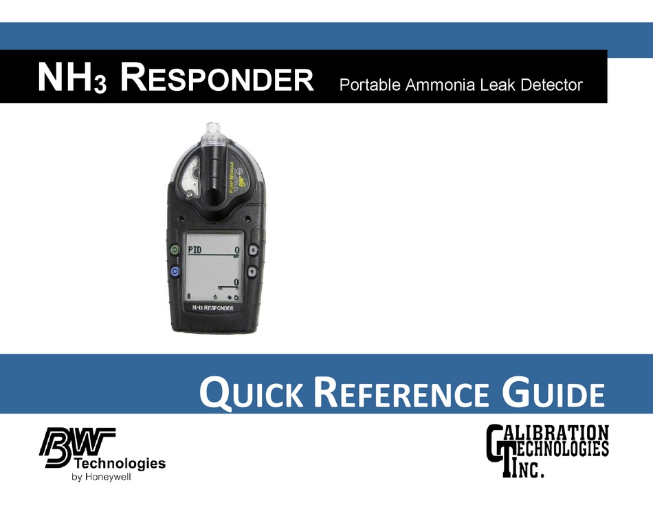 BW TECHNOLOGIES NH3 RESPONDER QUICK REFERENCE MANUAL Pdf Download
