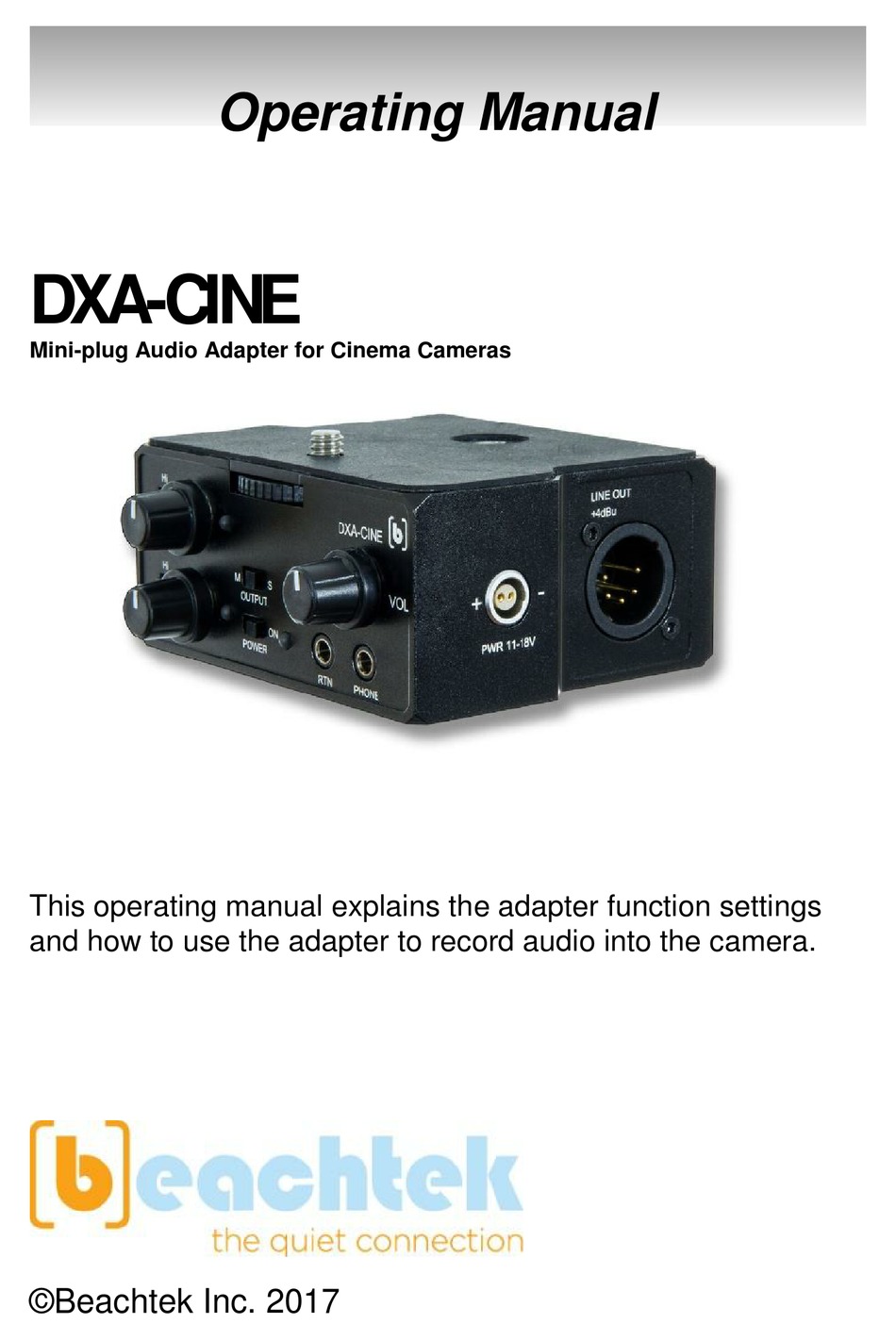 Beachtek Dxa Cine Operating Manual Pdf Download Manualslib