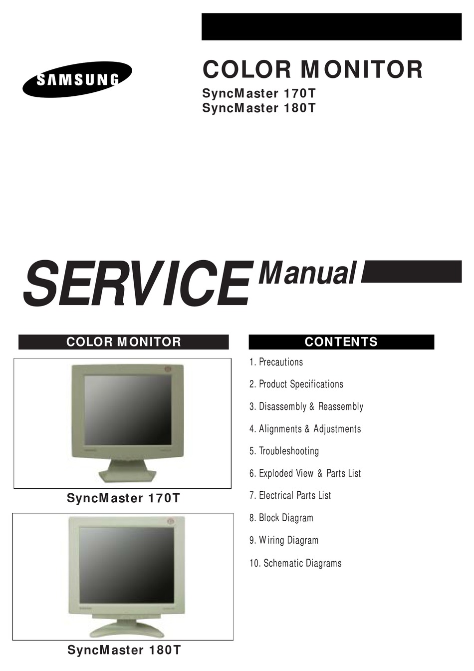 SAMSUNG SYNCMASTER 170T SERVICE MANUAL Pdf Download | ManualsLib