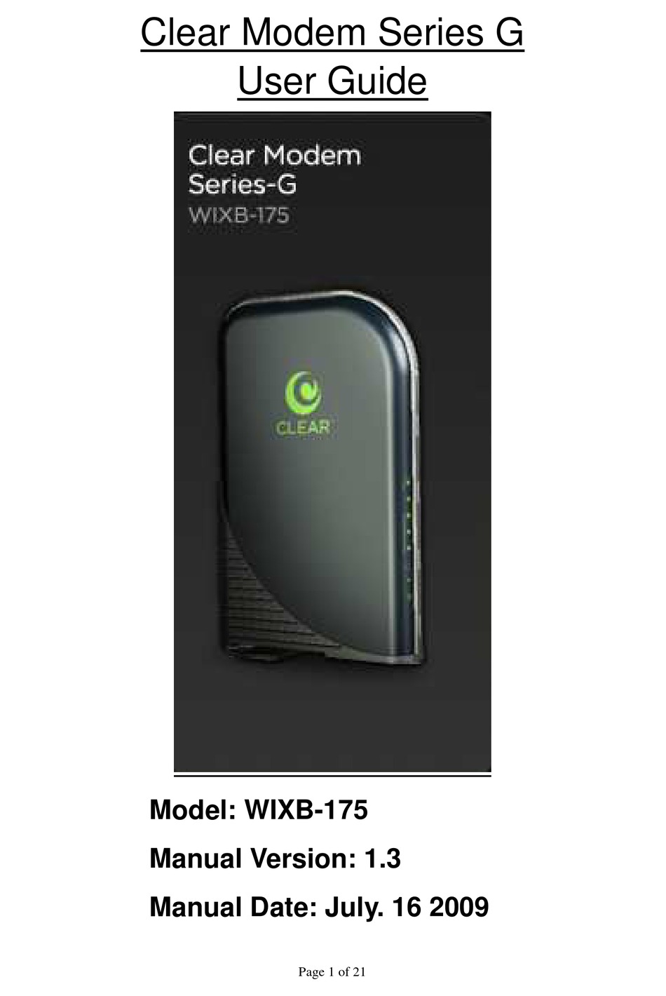 UPGRADE or REPLACE Your CLEAR 4G Modem WIXB175 Series G Home Modem 