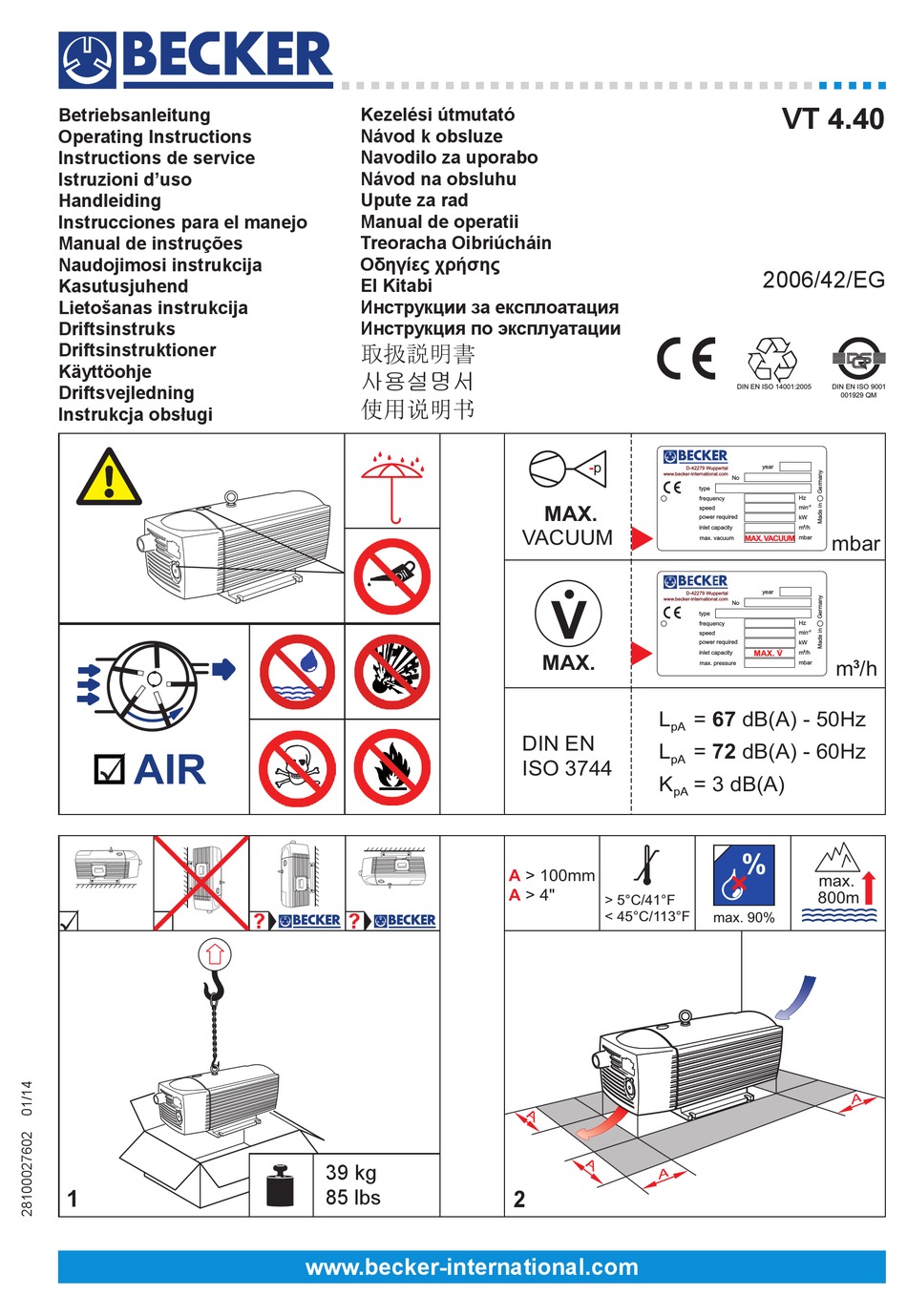 BECKER VT 4.40 OPERATING INSTRUCTIONS Pdf Download ManualsLib
