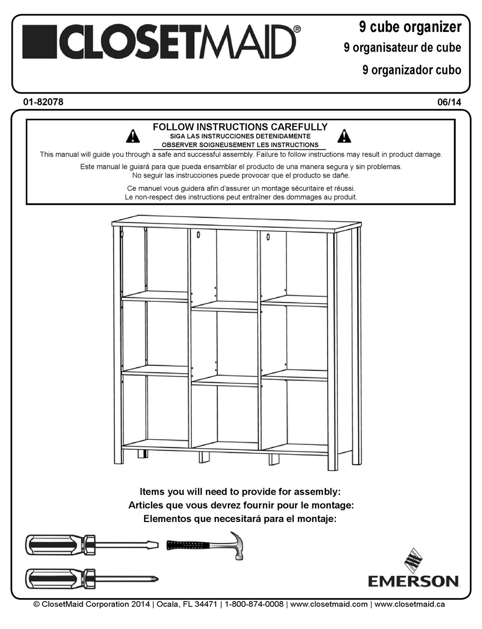 CLOSET MAID 9 CUBE ORGANIZER ASSEMBLY INSTRUCTIONS MANUAL Pdf Download