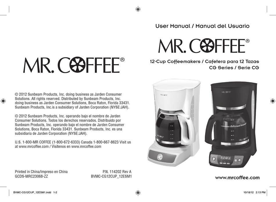 Mr. Coffee BVMC-CG12CUP 114202 User 