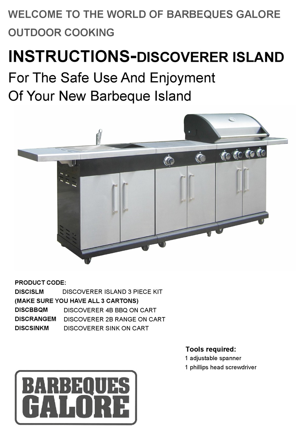 BARBEQUES GALORE DISCOVERER ISLAND INSTRUCTIONS MANUAL Pdf Download