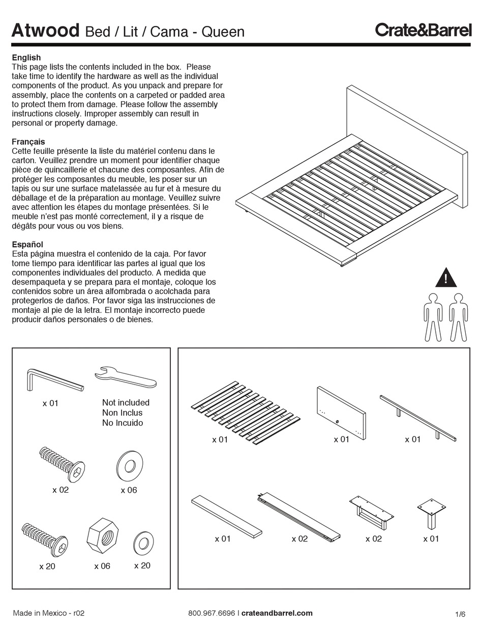 Crate Barrel Atwood Manual Pdf, Crate And Barrel Bed Frame Instructions