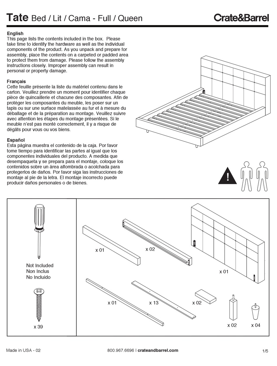 Crate Barrel Tate Manual Pdf, Crate And Barrel Bed Frame Instructions