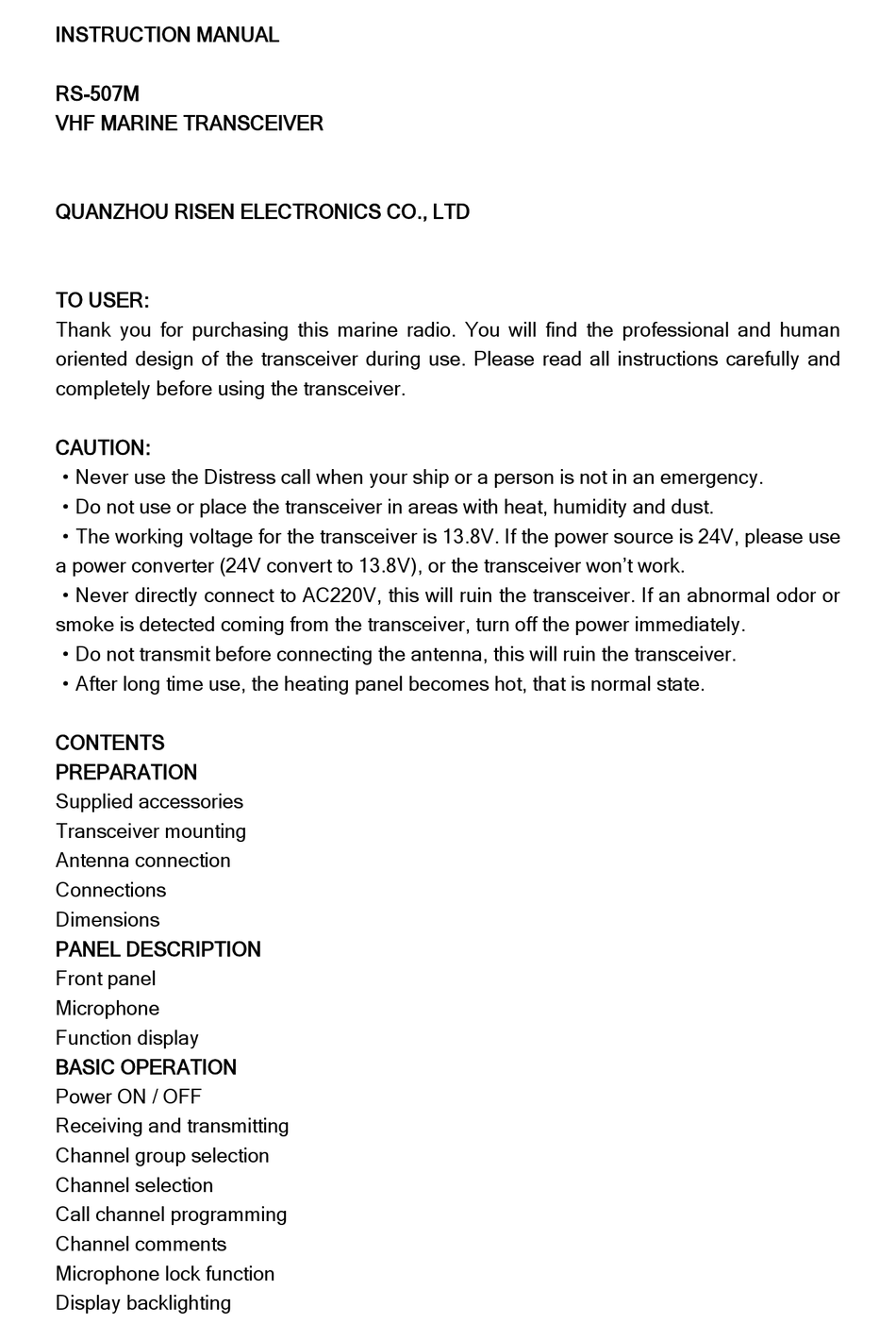 QUANZHOU RISEN RS507M INSTRUCTION MANUAL Pdf Download ManualsLib